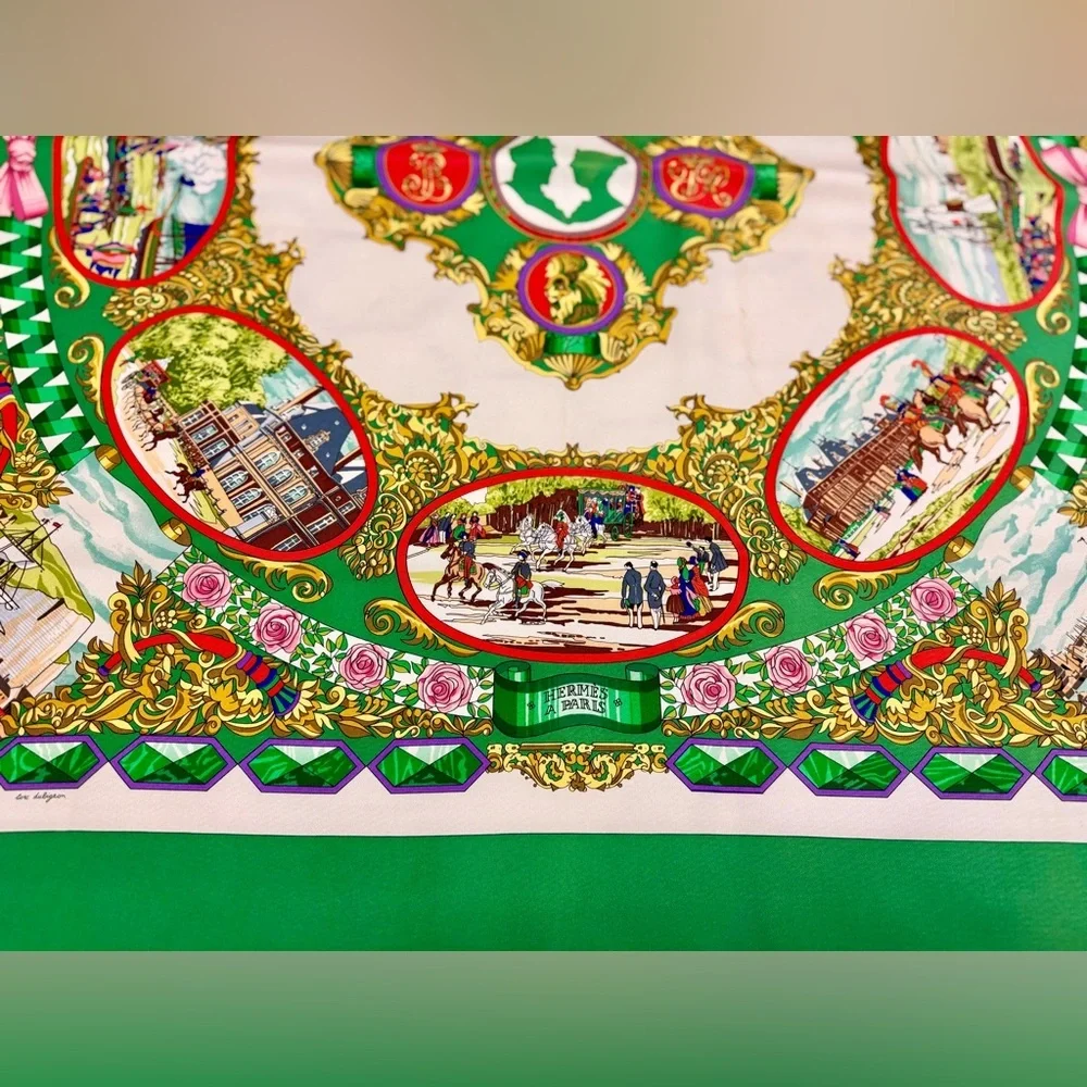 HERMES Vintage Rare Collectors “L’Entente Cordiale” Multicolor 100% Silk Scarf